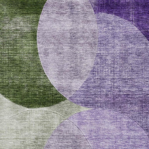 HomeRoots 5' X 8' Stylish Lavender & Green Geometric Area Rug – Washable, UV-Protected, Perfect for Homes! 686266