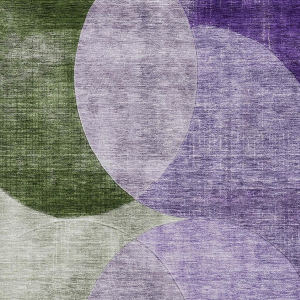 HomeRoots 5' X 8' Stylish Lavender & Green Geometric Area Rug – Washable, UV-Protected, Perfect for Homes! 686266