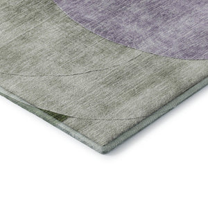 HomeRoots 8' Stylish Lavender and Green Geometric Round Rug - Washable, UV-Protected for High-Traffic Areas 686267