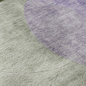 HomeRoots 8' Stylish Lavender and Green Geometric Round Rug - Washable, UV-Protected for High-Traffic Areas 686267