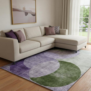 HomeRoots 8' X 10' Stylish Lavender & Green Geometric Washable Area Rug with UV Protection for Homes 686268