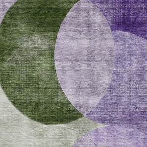 HomeRoots 8' X 10' Stylish Lavender & Green Geometric Washable Area Rug with UV Protection for Homes 686268