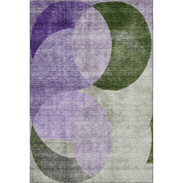 HomeRoots 8' X 10' Stylish Lavender & Green Geometric Washable Area Rug with UV Protection for Homes 686268