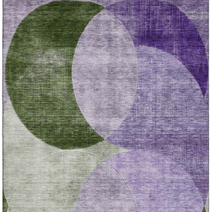 HomeRoots 9' X 12' Stylish Lavender & Green Geometric Area Rug - Washable, UV Protected, Perfect for Families 686269