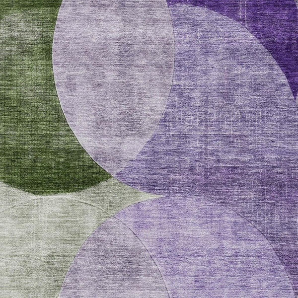 HomeRoots 10' X 14' Lavender & Green Geometric Washable Area Rug - Durable, UV-Protected for Busy Homes! 686270