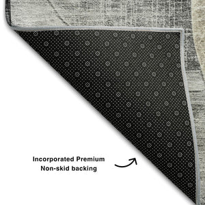 HomeRoots 9' X 12' Stylish Pewter Brown & Beige Geometric Washable Area Rug with UV Protection for Homes 686275