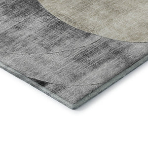 HomeRoots 9' X 12' Stylish Pewter Brown & Beige Geometric Washable Area Rug with UV Protection for Homes 686275