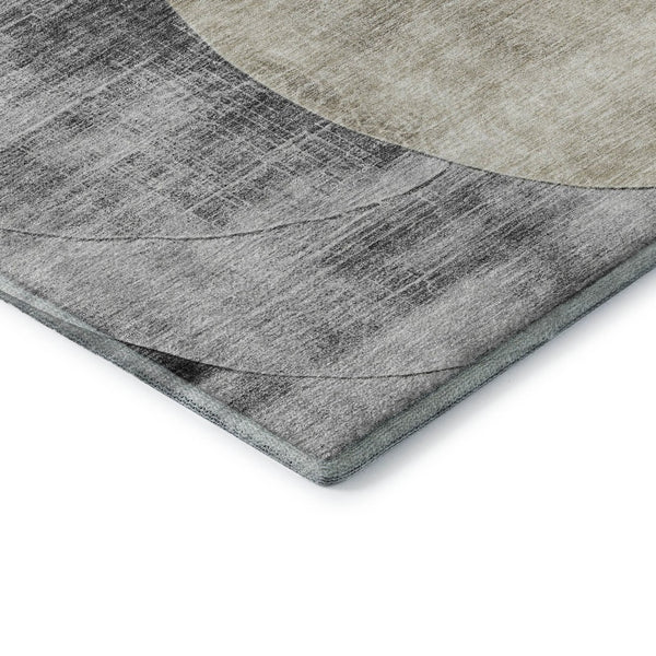 HomeRoots 10' X 14' Versatile Pewter Brown & Beige Geometric Washable Area Rug with UV Protection & Durability 686276