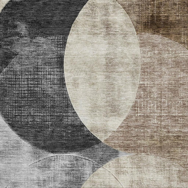 HomeRoots 10' X 14' Versatile Pewter Brown & Beige Geometric Washable Area Rug with UV Protection & Durability 686276