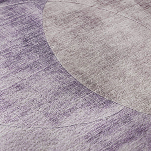 HomeRoots 8' Purple Lilac Geometric Washable Round Rug - UV Protected, Stain Resistant, Perfect for High-Traffic Areas 686279