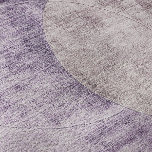 HomeRoots 8' Purple Lilac Geometric Washable Round Rug - UV Protected, Stain Resistant, Perfect for High-Traffic Areas 686279