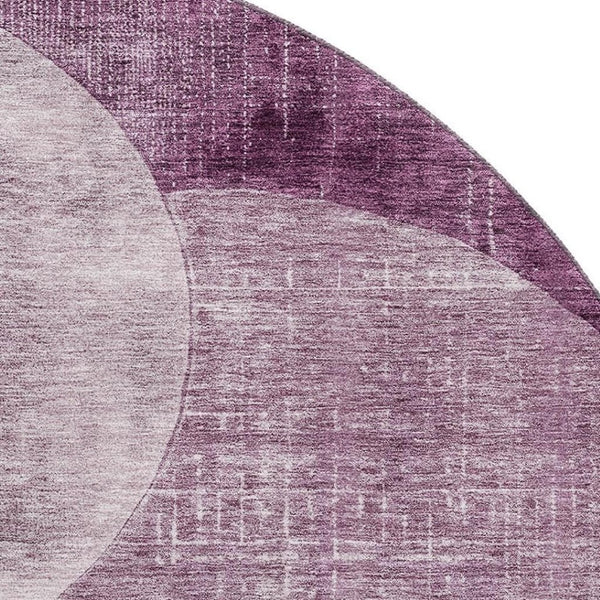 HomeRoots 8' Purple Lilac Geometric Washable Round Rug - UV Protected, Stain Resistant, Perfect for High-Traffic Areas 686279