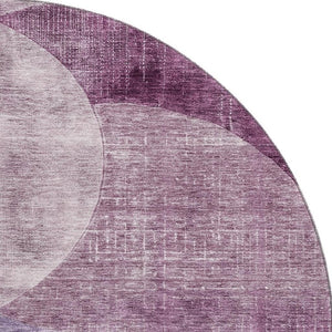HomeRoots 8' Purple Lilac Geometric Washable Round Rug - UV Protected, Stain Resistant, Perfect for High-Traffic Areas 686279