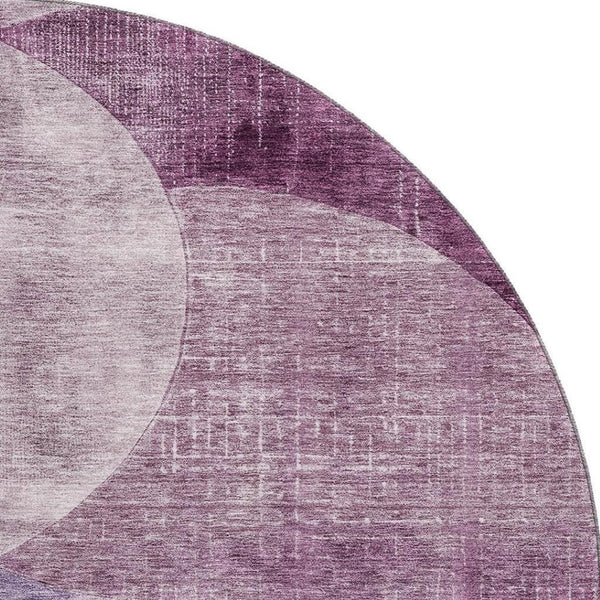 HomeRoots 8' Purple Lilac Geometric Washable Round Rug - UV Protected, Stain Resistant, Perfect for High-Traffic Areas 686279