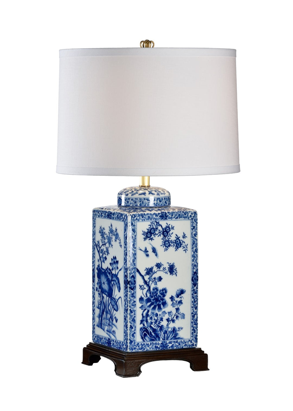 Chelsea House Lotus Hand-Painted Blue Porcelain Lamp — 32" Tall Ambient Light With Durable Finish For Bedrooms 68628