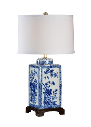 Chelsea House Lotus Hand-Painted Blue Porcelain Lamp — 32" Tall Ambient Light With Durable Finish For Bedrooms 68628