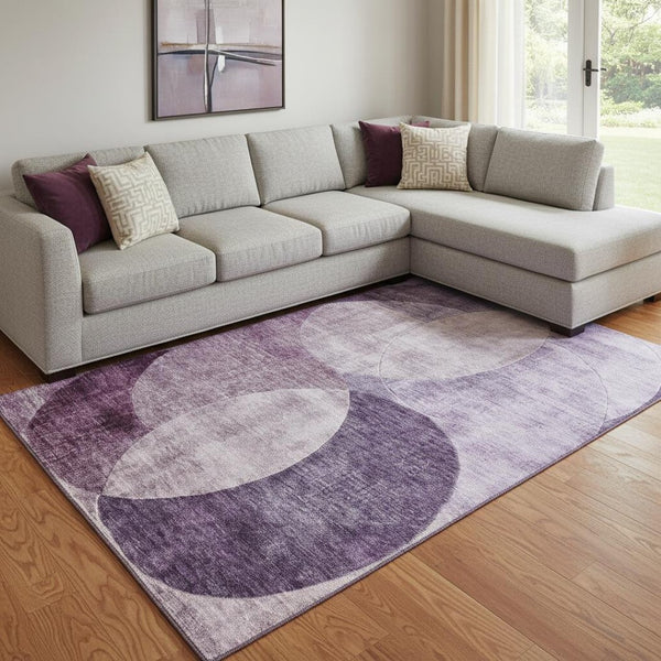 HomeRoots 8' X 10' Geometric Purple Lilac & Mauve Area Rug - Washable, Stain Resistant, UV Protected Style Upgrade 686280