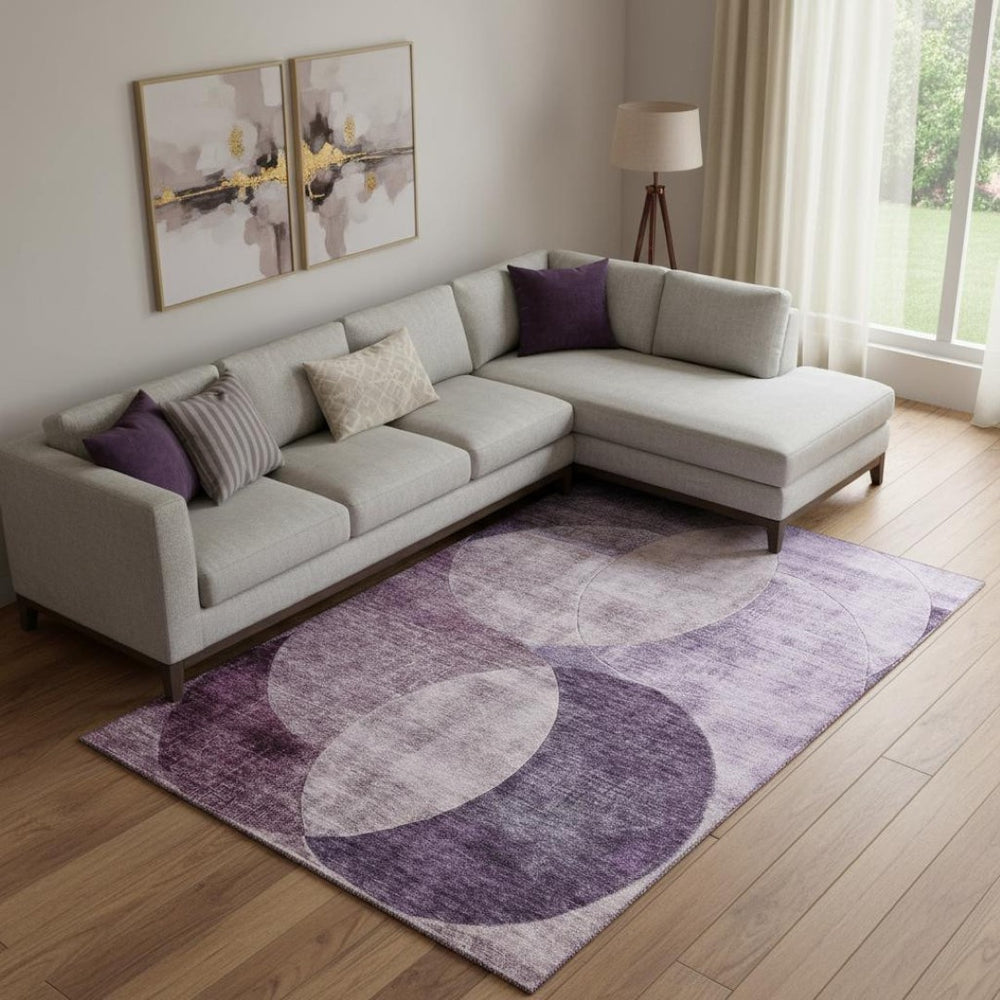 HomeRoots 9' X 12' Washable Purple Lilac Geometric Area Rug with UV Protection & Stain Resistance – Stylish & Durable! 686281