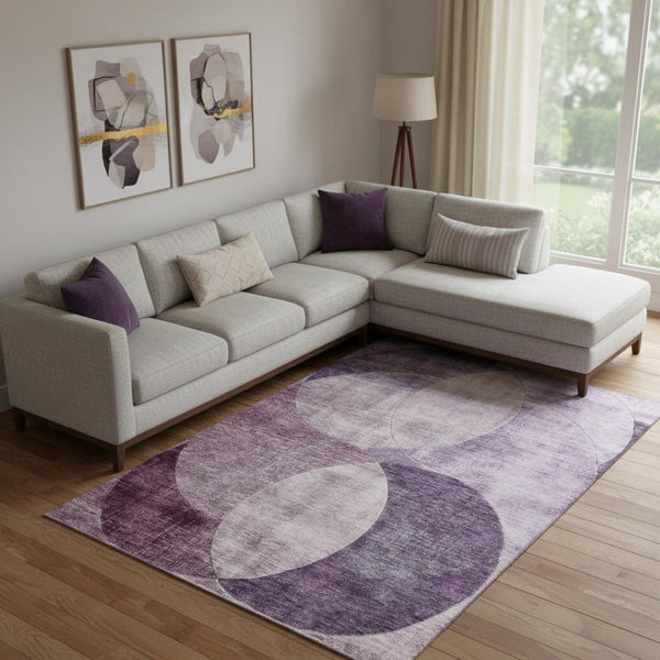 HomeRoots 10' X 14' Purple Lilac & Mauve Geometric Area Rug - Washable, Stain Resistant, UV Protected Design 686282