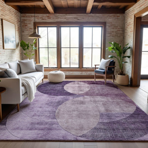 HomeRoots 10' X 14' Purple Lilac & Mauve Geometric Area Rug - Washable, Stain Resistant, UV Protected Design 686282