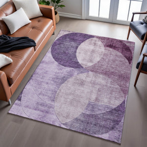 HomeRoots 10' X 14' Purple Lilac & Mauve Geometric Area Rug - Washable, Stain Resistant, UV Protected Design 686282