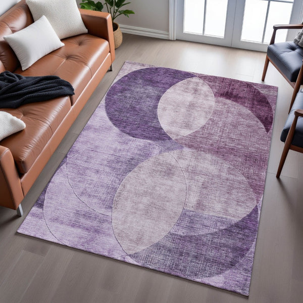 HomeRoots 10' X 14' Purple Lilac & Mauve Geometric Area Rug - Washable, Stain Resistant, UV Protected Design 686282