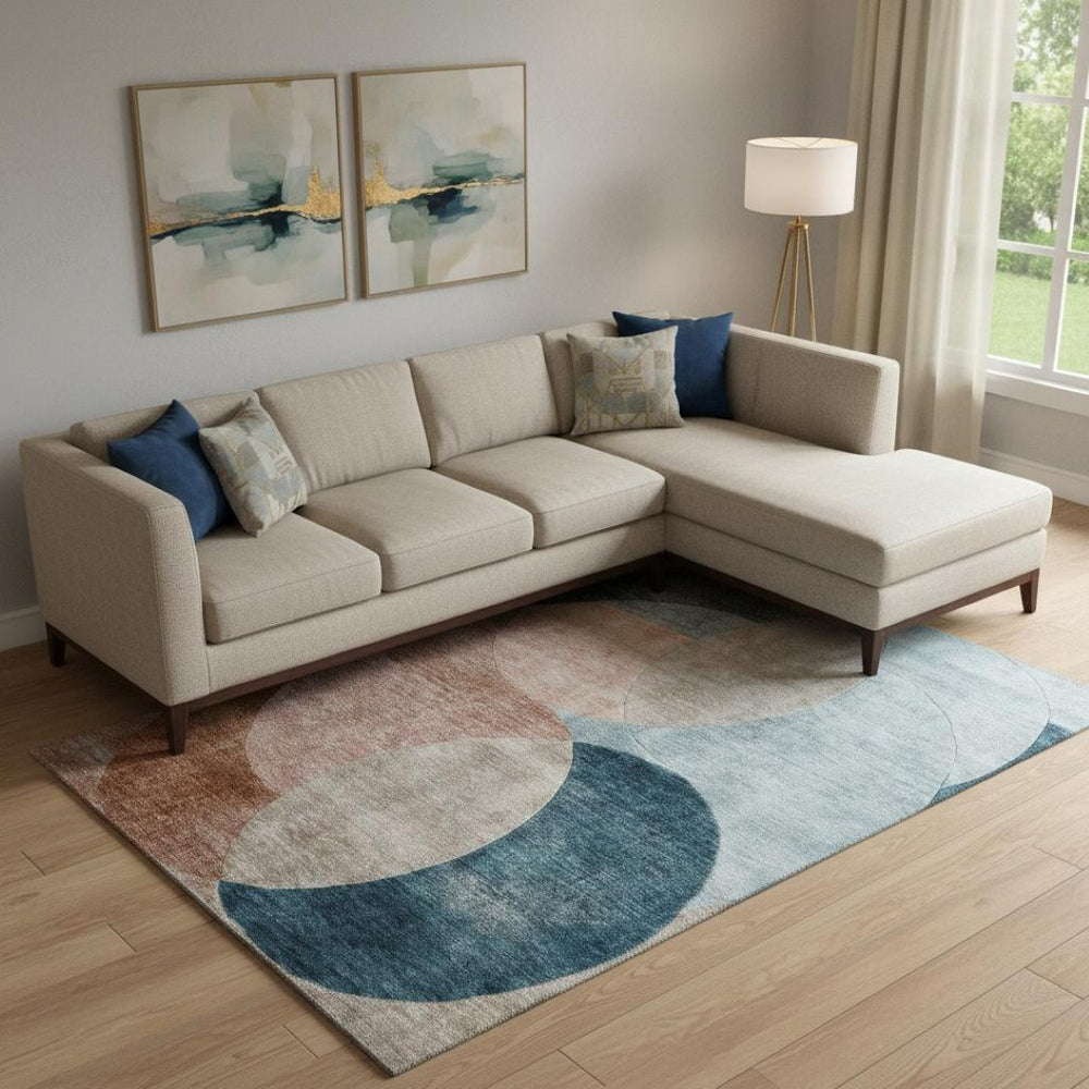 HomeRoots 9' X 12' Geometric Washable Area Rug in Rust, Teal & Beige – UV Protected, Stylish & Durable Design 686287