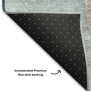 HomeRoots 9' X 12' Geometric Washable Area Rug in Rust, Teal & Beige – UV Protected, Stylish & Durable Design 686287