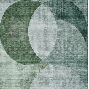 HomeRoots 5' X 8' Aqua Green Teal Geometric Area Rug - Washable, UV Protected, Perfect for Family Spaces 686290