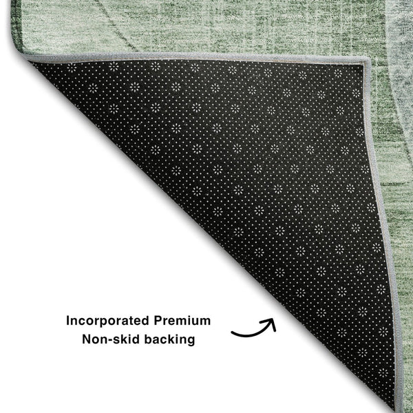 HomeRoots 8' Aqua Green and Teal Geometric Round Rug - Washable, UV-Protected, Durable, and Stylish Decor Piece 686291