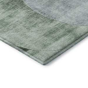HomeRoots 8' Aqua Green and Teal Geometric Round Rug - Washable, UV-Protected, Durable, and Stylish Decor Piece 686291