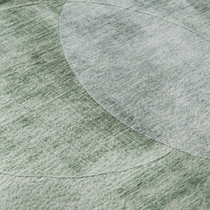 HomeRoots 8' Aqua Green and Teal Geometric Round Rug - Washable, UV-Protected, Durable, and Stylish Decor Piece 686291