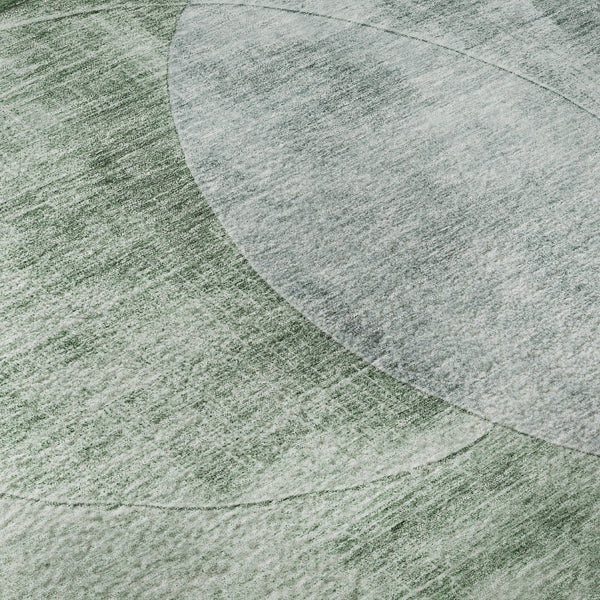 HomeRoots 8' Aqua Green and Teal Geometric Round Rug - Washable, UV-Protected, Durable, and Stylish Decor Piece 686291