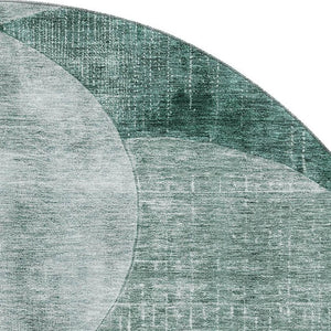 HomeRoots 8' Aqua Green and Teal Geometric Round Rug - Washable, UV-Protected, Durable, and Stylish Decor Piece 686291