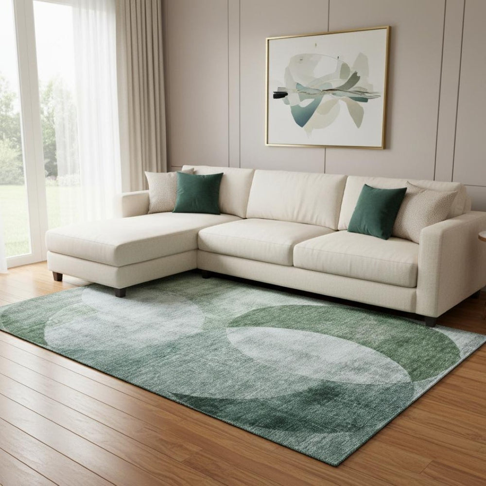 HomeRoots 8' X 10' Aqua Green & Teal Geometric Washable Area Rug - UV Protected, Modern, Durable & Stylish! 686292