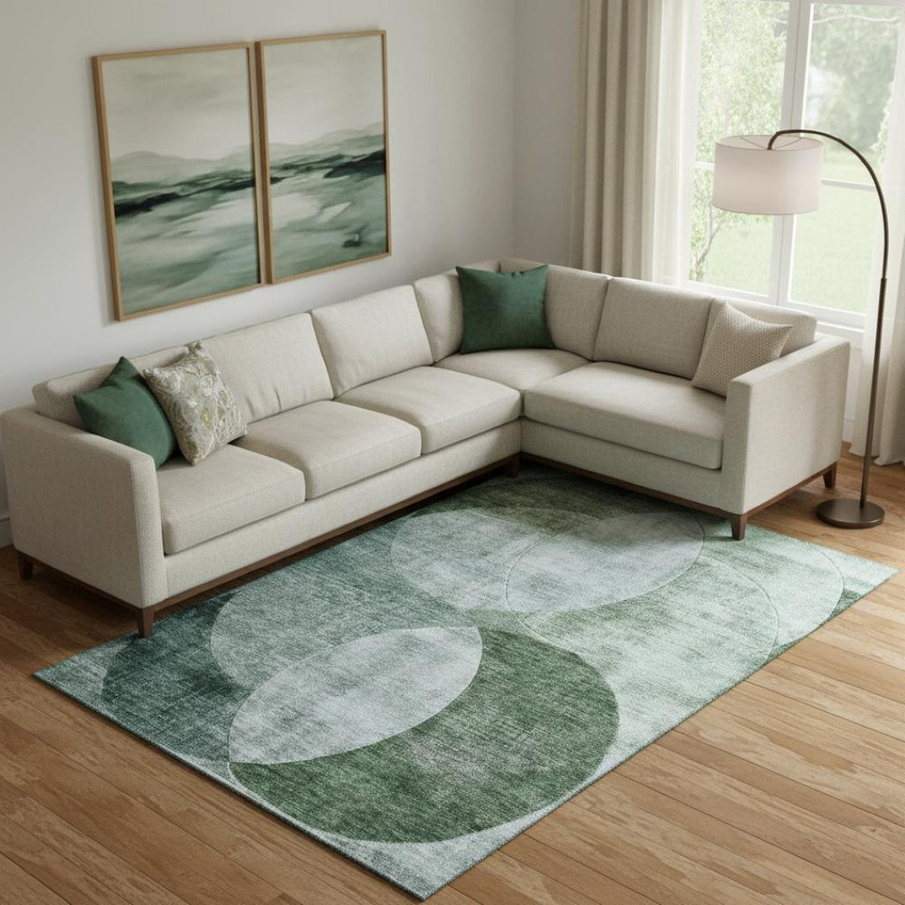 HomeRoots 9' Aqua Green and Teal Geometric Washable Area Rug - Durable, UV-Protected, Stylish Design for Homes 686293