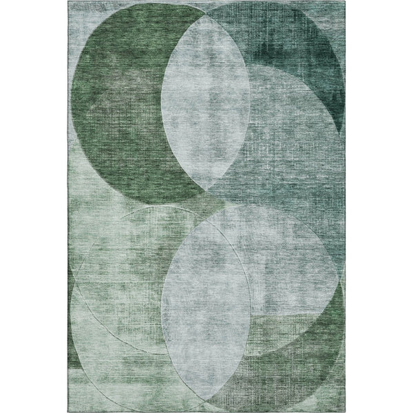 HomeRoots 9' Aqua Green and Teal Geometric Washable Area Rug - Durable, UV-Protected, Stylish Design for Homes 686293
