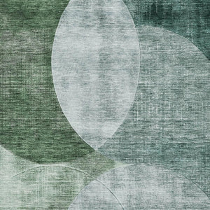 HomeRoots 9' Aqua Green and Teal Geometric Washable Area Rug - Durable, UV-Protected, Stylish Design for Homes 686293
