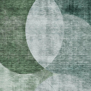 HomeRoots 10' Aqua Green & Teal Geometric Washable Area Rug with UV Protection for Modern Living Spaces 686294