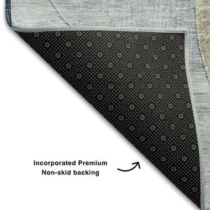 HomeRoots 5' X 8' Sky Blue Brown Beige Geometric Area Rug - Washable, UV Protected, Stain Resistant & Stylish! 686296