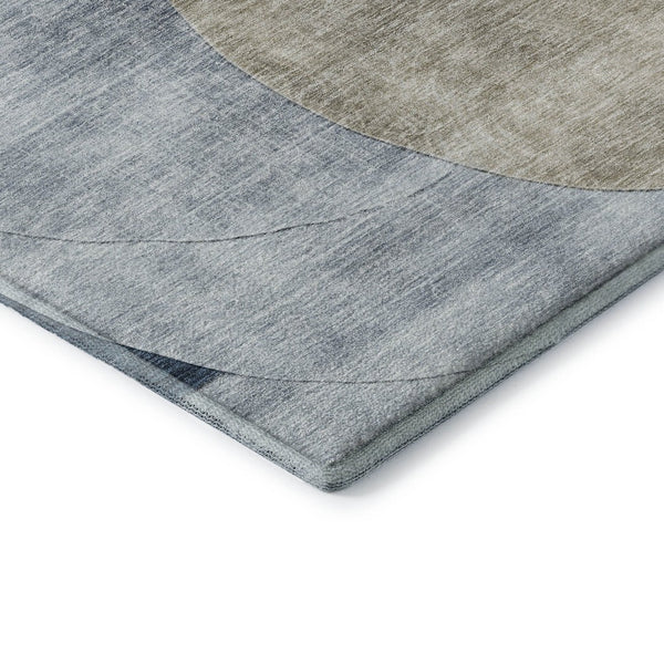 HomeRoots 5' X 8' Sky Blue Brown Beige Geometric Area Rug - Washable, UV Protected, Stain Resistant & Stylish! 686296
