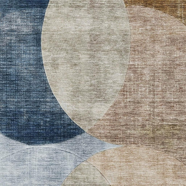 HomeRoots 5' X 8' Sky Blue Brown Beige Geometric Area Rug - Washable, UV Protected, Stain Resistant & Stylish! 686296
