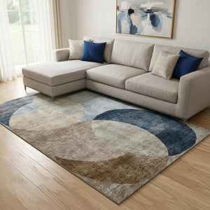 HomeRoots 8' X 10' Modern Sky Blue Geometric Area Rug - Washable, Stain Resistant, UV Protected for Family Spaces 686298