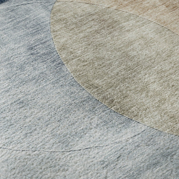HomeRoots 9' X 12' Sky Blue Brown Beige Geometric Area Rug - Washable, UV Protected, Perfect for Kids & Pets! 686299