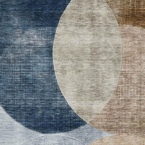 HomeRoots 9' X 12' Sky Blue Brown Beige Geometric Area Rug - Washable, UV Protected, Perfect for Kids & Pets! 686299
