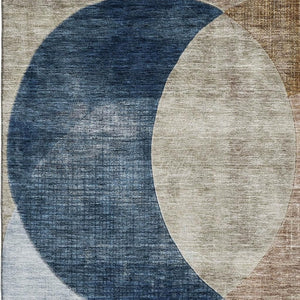 HomeRoots 10' Sky Blue, Brown & Beige Geometric Area Rug - Washable, UV Protected, Perfect for Modern Spaces! 686300