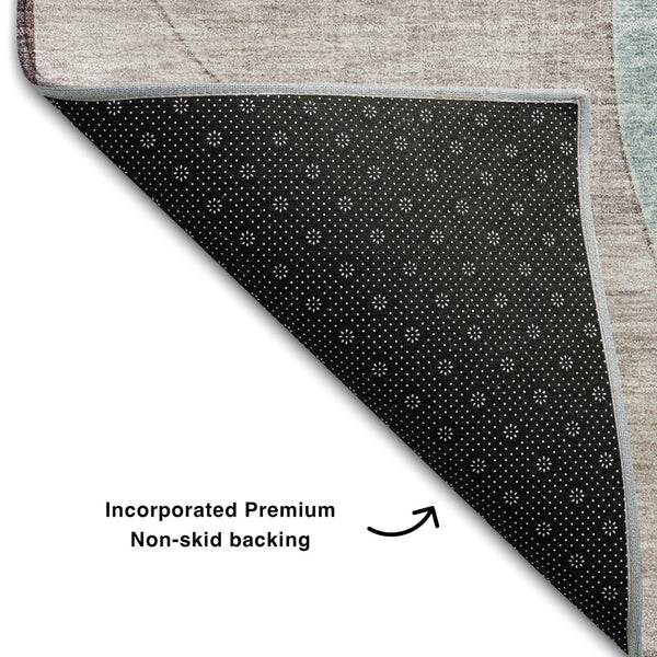 HomeRoots 5' X 8' Teal, Mauve & Blush Geometric Area Rug – Washable, UV Protected & Perfect for Busy Homes! 686302