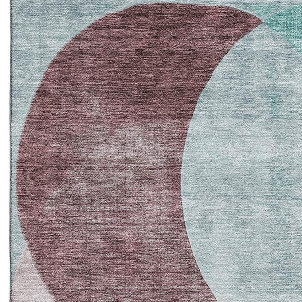 HomeRoots 5' X 8' Teal, Mauve & Blush Geometric Area Rug – Washable, UV Protected & Perfect for Busy Homes! 686302