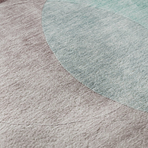 HomeRoots 8' Stylish Geometric Round Area Rug in Teal, Mauve & Blush - Washable, UV-Protected & Durable! 686303