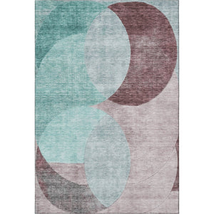 HomeRoots 8' X 10' Stylish Teal, Mauve & Blush Geometric Area Rug – Washable, UV Protected & Stain Resistant 686304